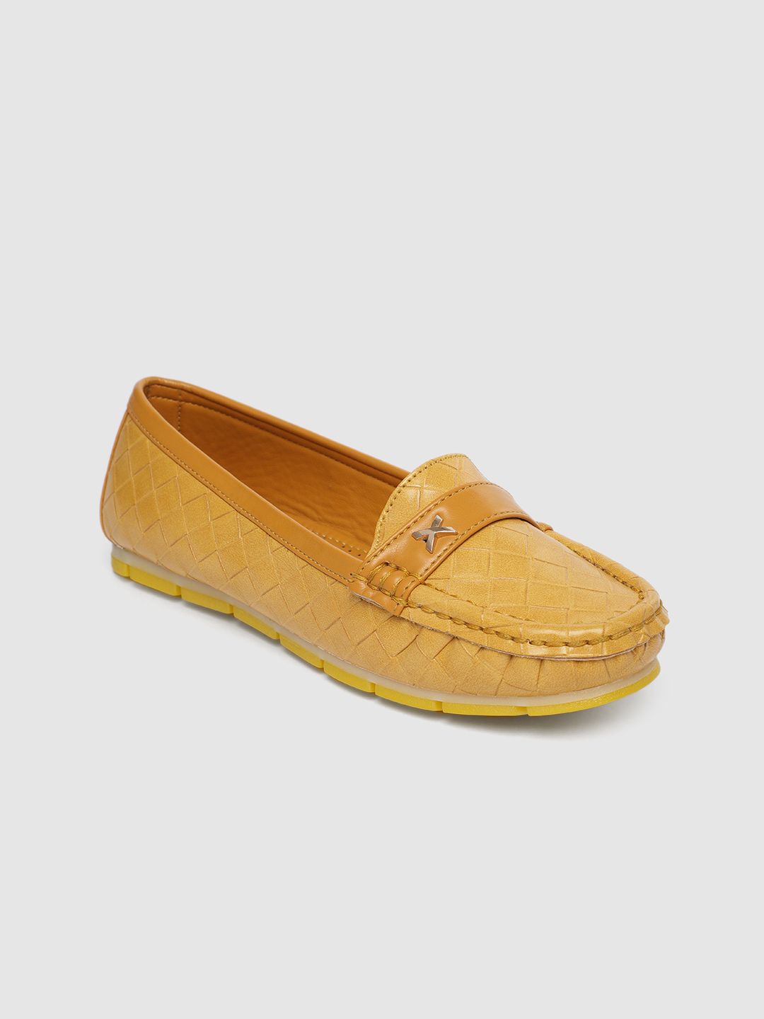 Inc 5 Women Mustard Yellow Textured Loafers Price in India