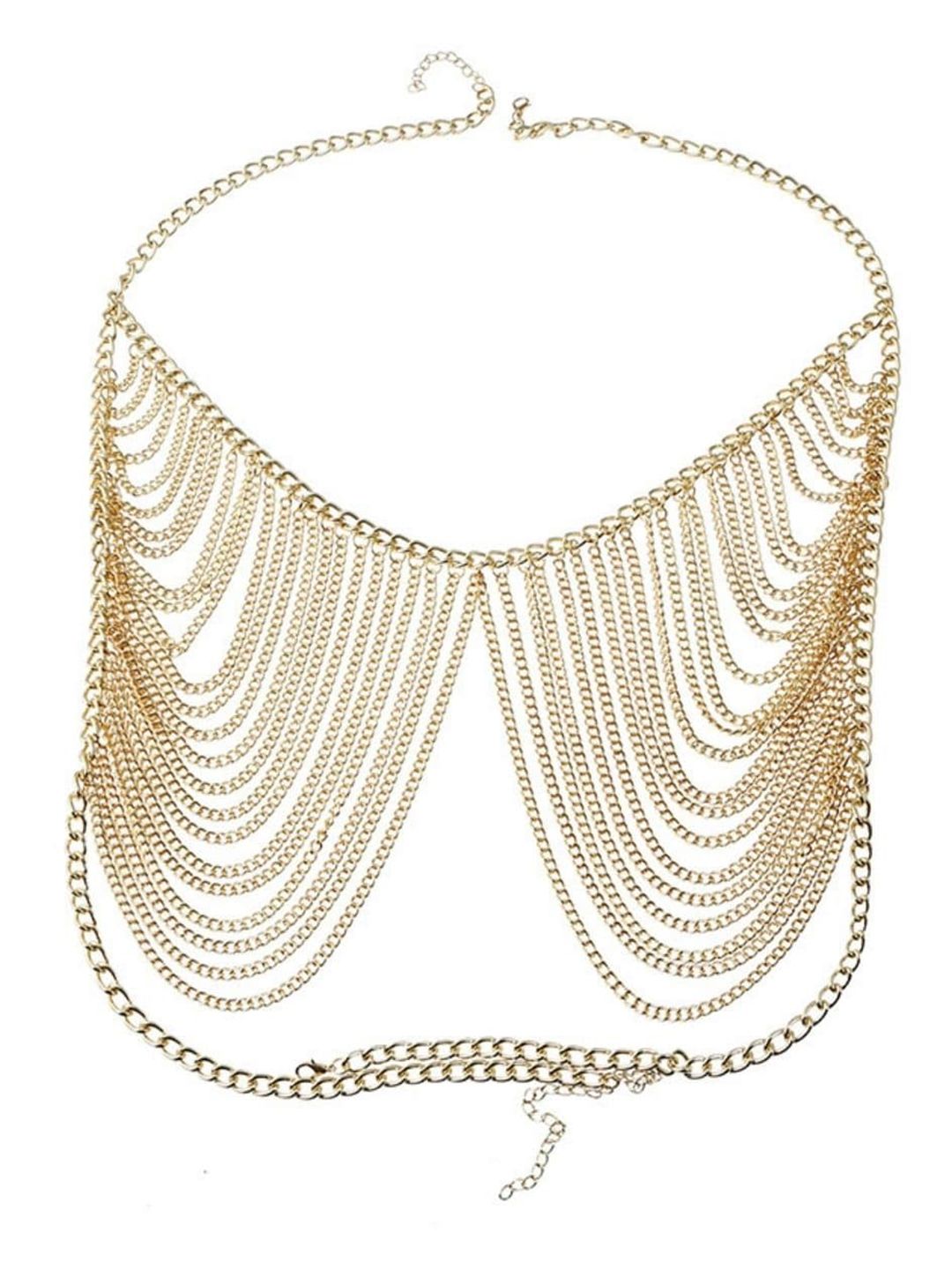 FemNmas Gold-Toned Gold-Plated Adjustable Body Chain Price in India