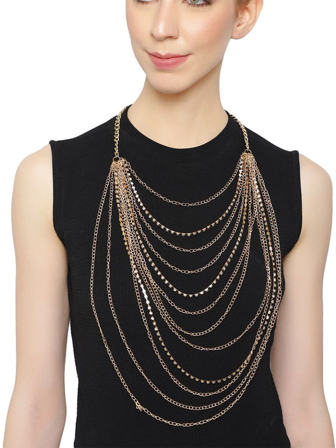 FemNmas Gold-Toned Gold-Plated Body Chain Price in India