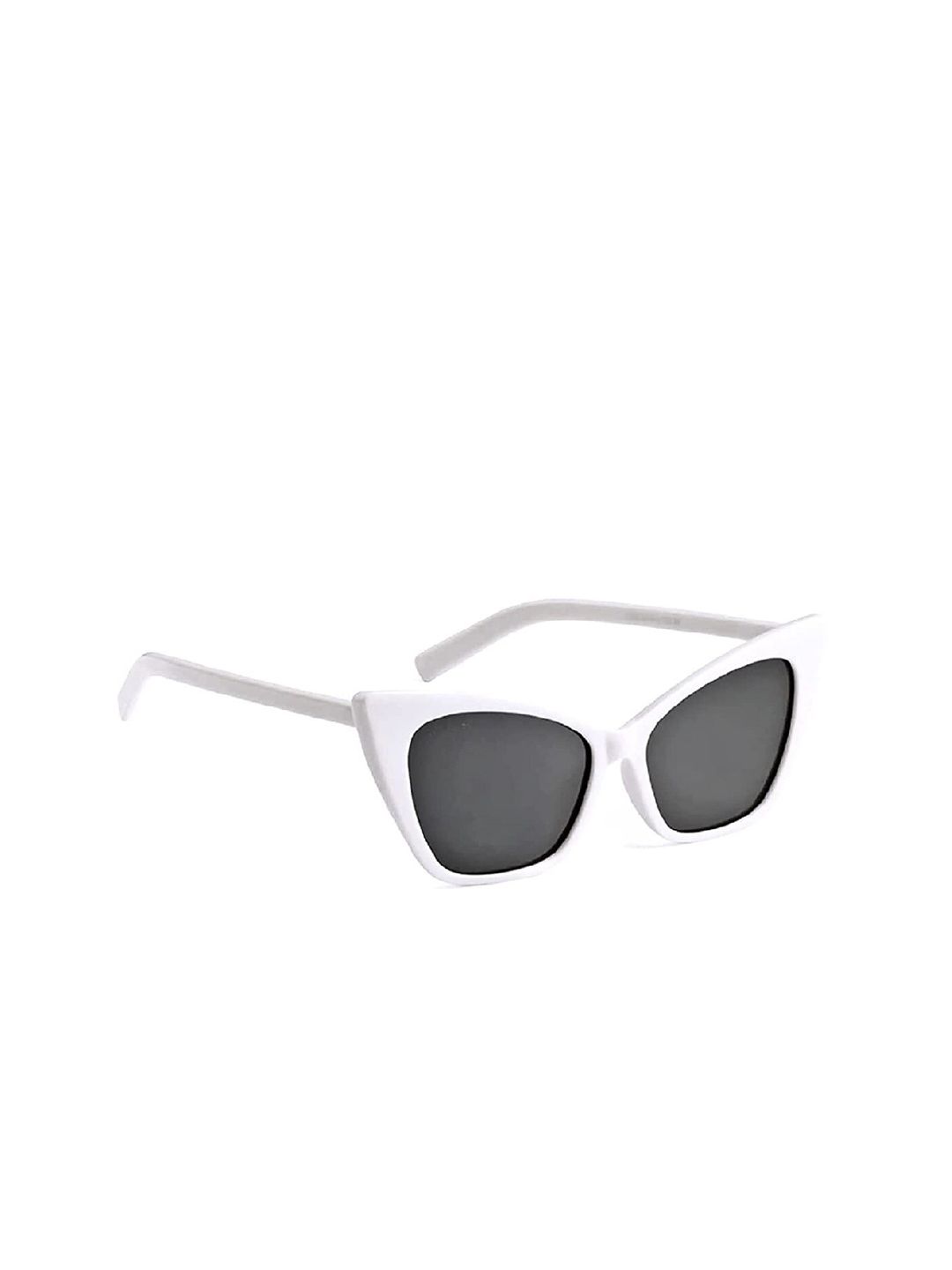 Awestuffs Women Black Lens & White Cateye Sunglasses with UV Protected Lens Price in India
