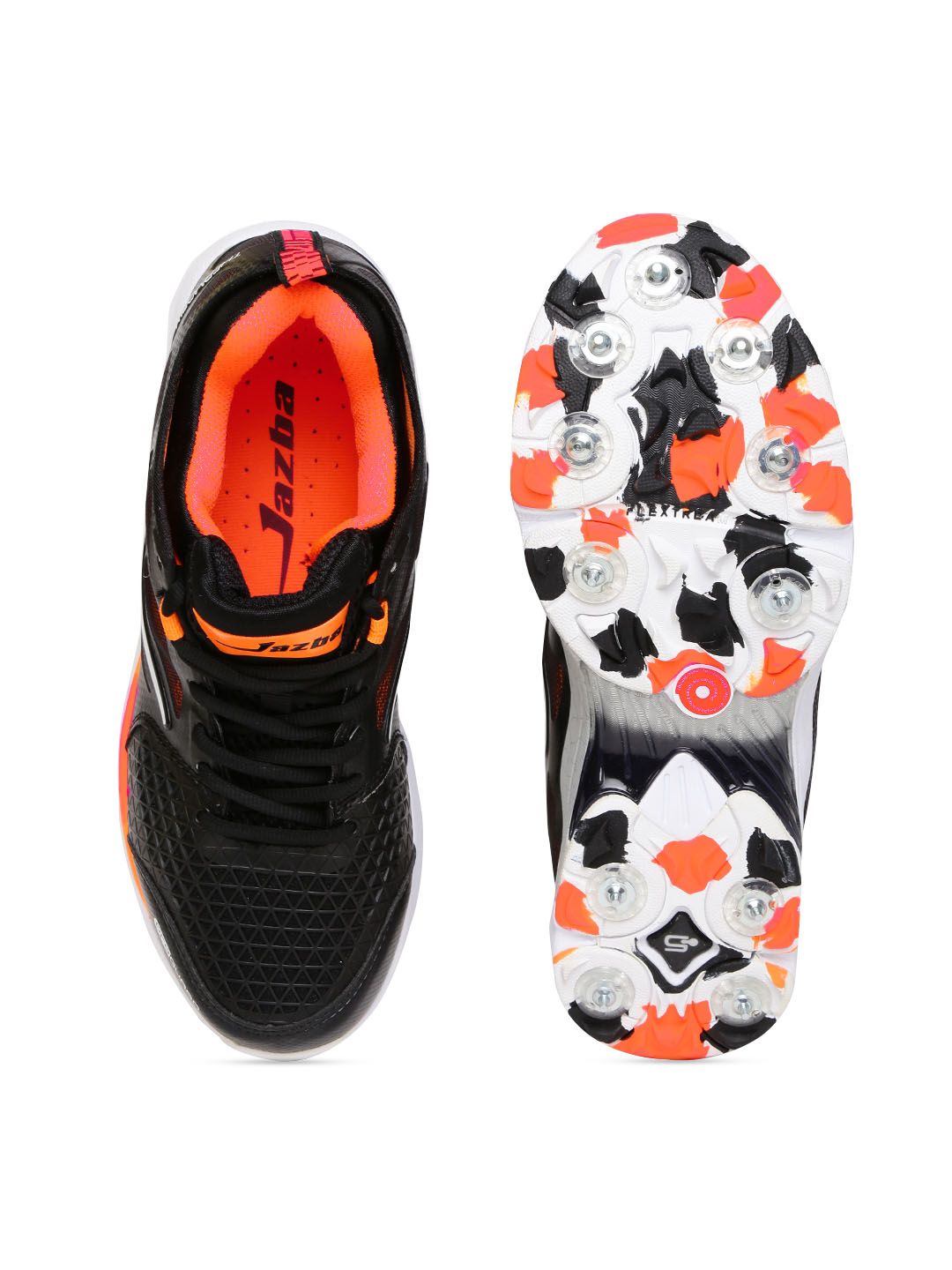 Buy Jazba Men Black & Orange Skydrive 117 Cricket Shoes - Sports