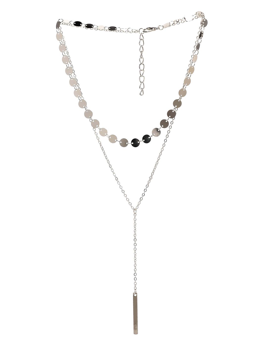 FemNmas Silver-Toned & Black Gold-Plated Necklace Price in India