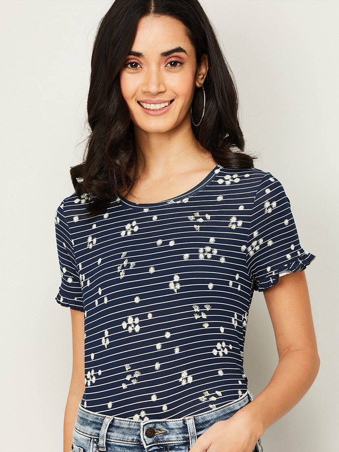 Fame Forever by Lifestyle Women Navy Blue Print Top Price in India