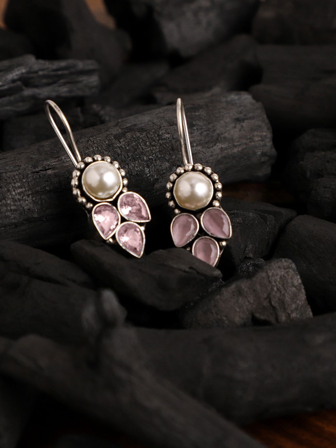 VENI Pink Contemporary Drop Earrings Price in India