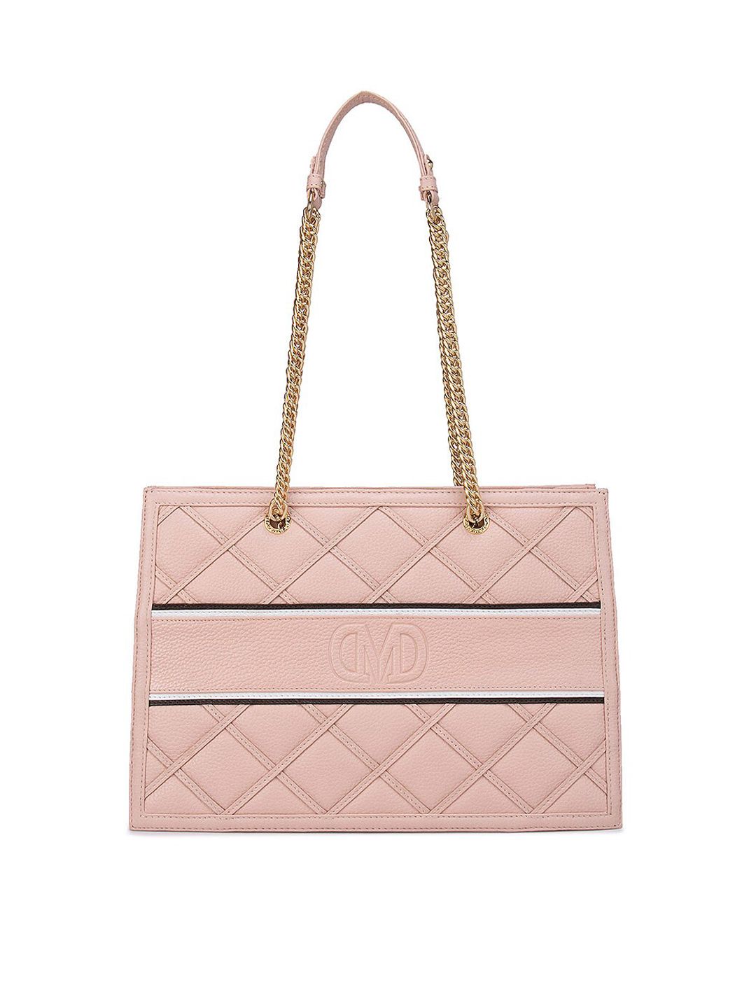 Da Milano Pink Textured Leather Structured Shoulder Bag with Quilted Price in India