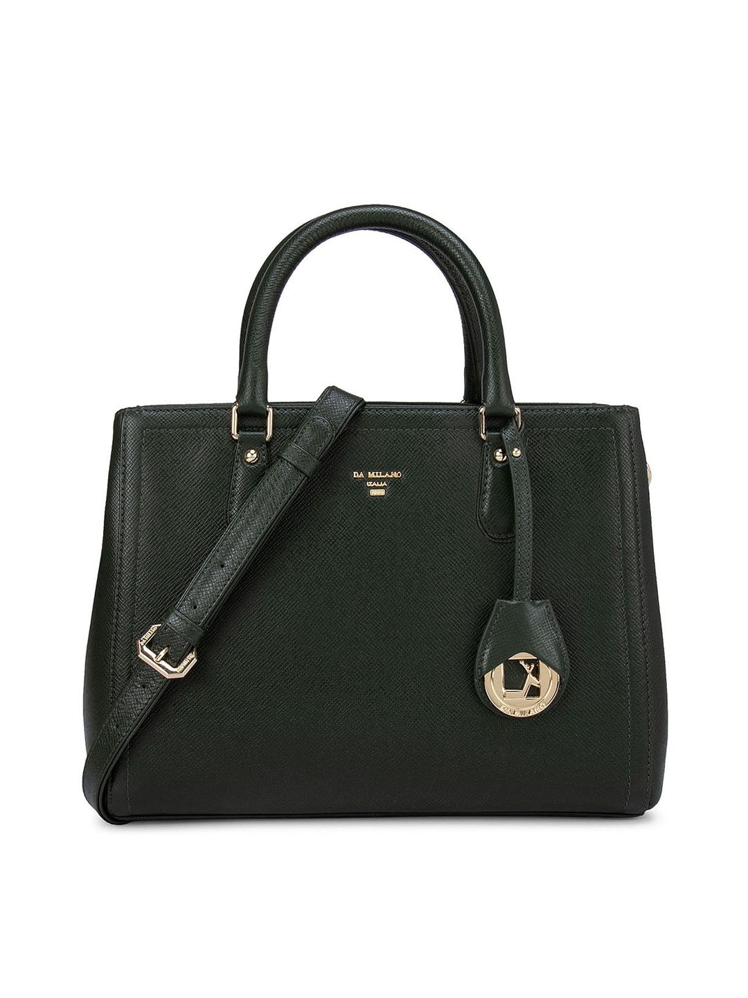 Da Milano Green Leather Structured Handheld Bag Price in India