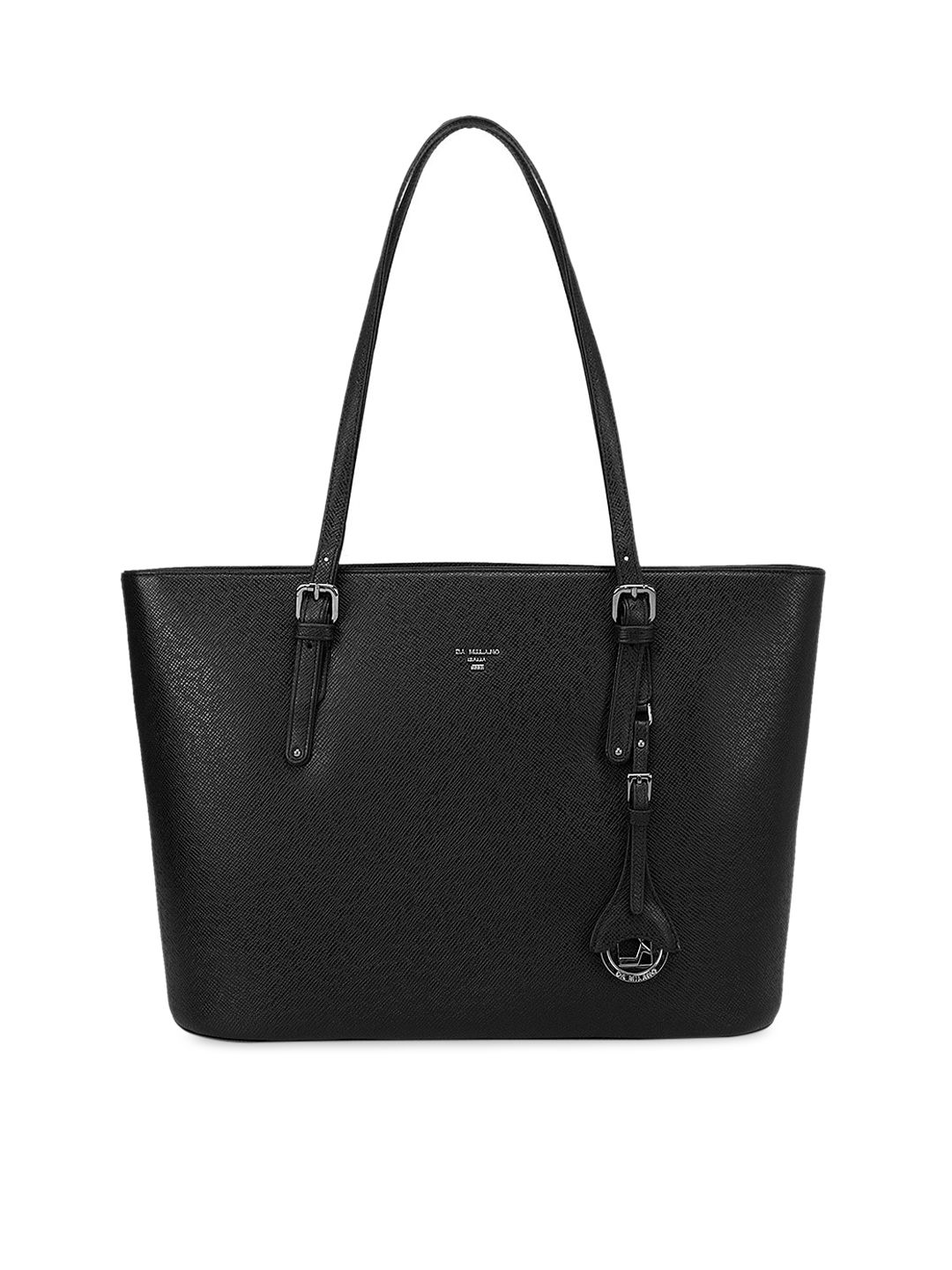 Da Milano Black Leather Structured Tote Bag Price in India