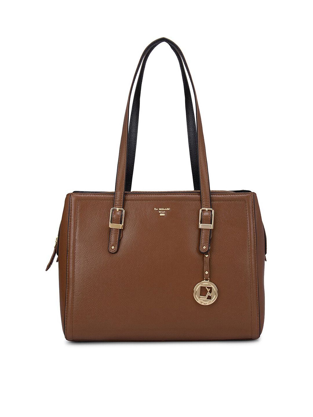 Da Milano Brown Leather Structured Shoulder Bag Price in India