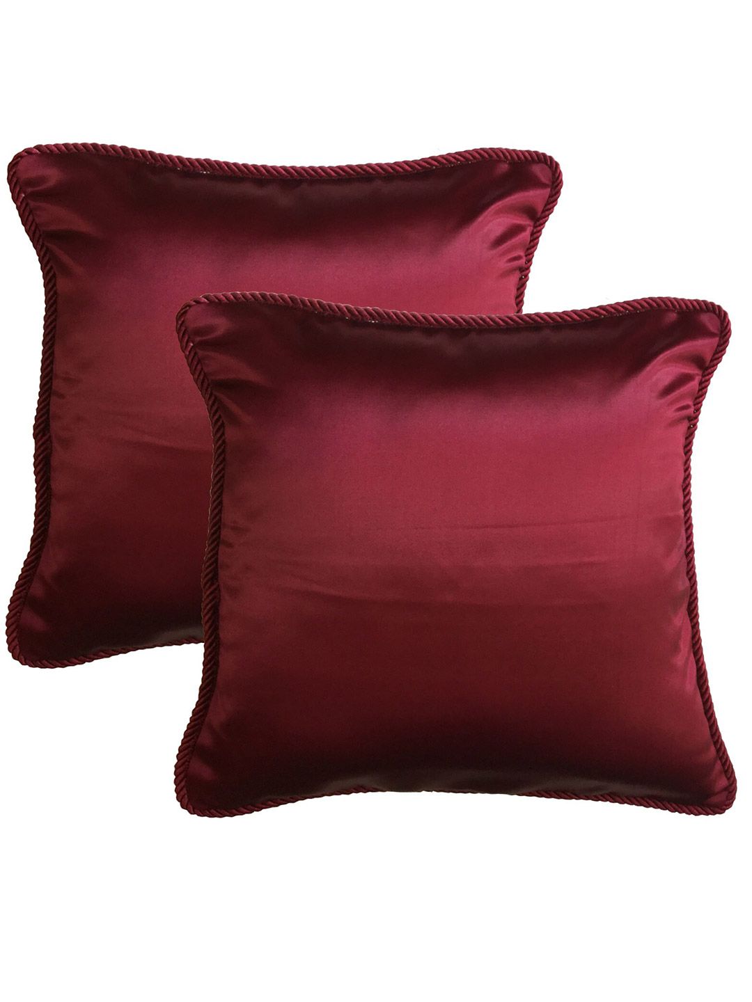 Lushomes Brown Solid Set of 2 Square Cushion Covers Price in India