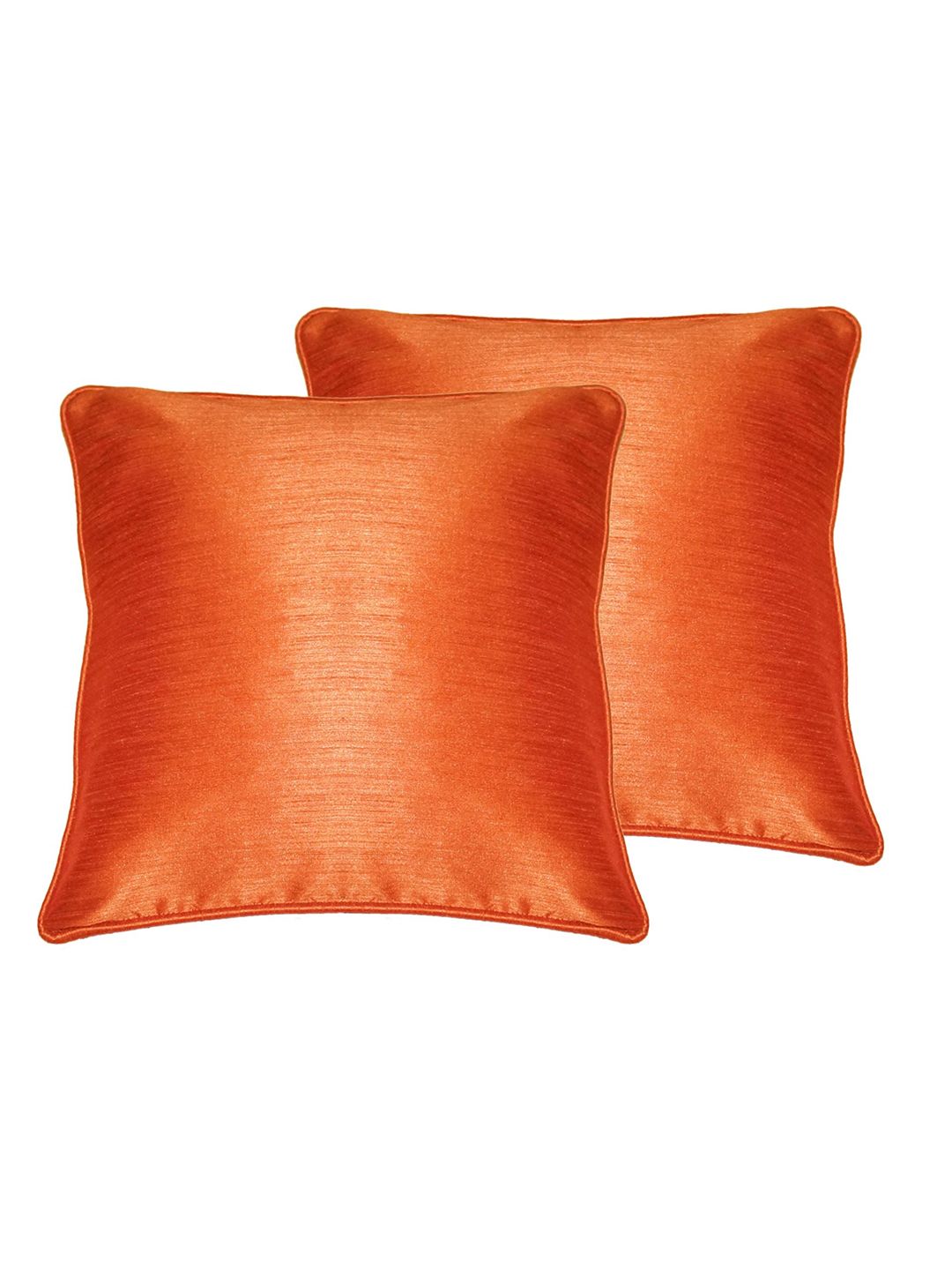 Lushomes Orange Set of 2 Square Cushion Covers 12 x 12 inches Price in India