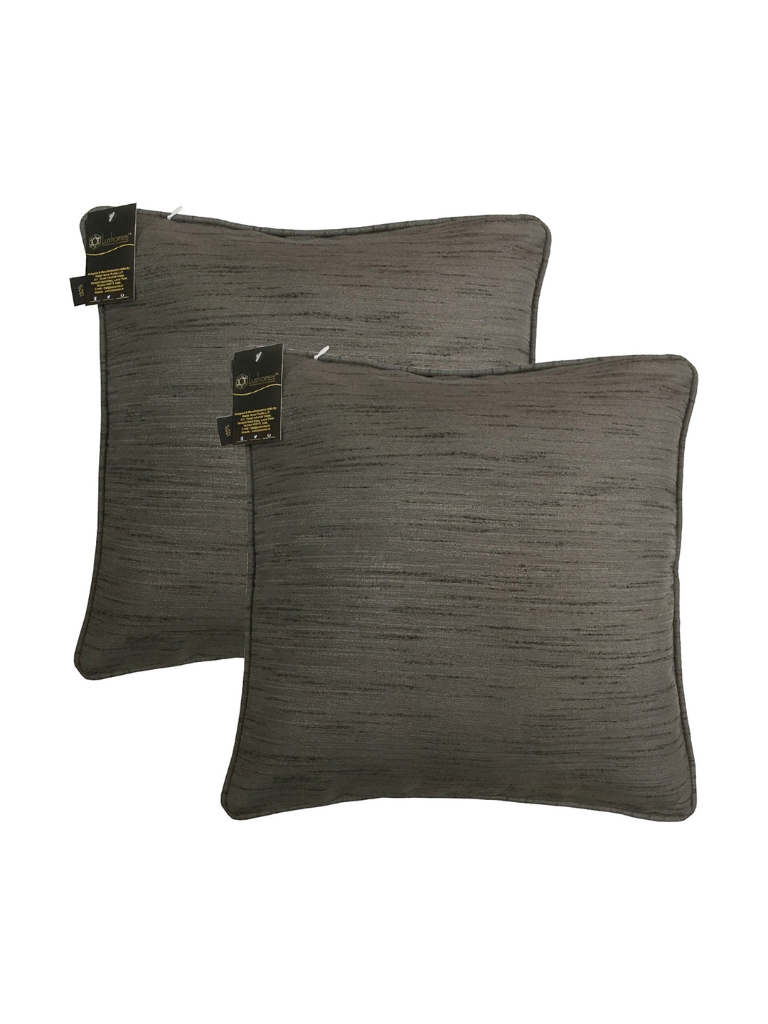 Lushomes Grey Pack of 2 Square Cushion Covers Price in India