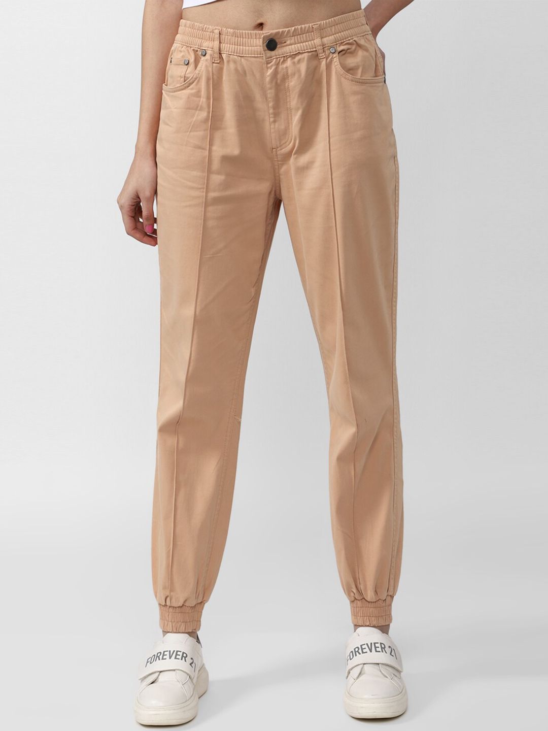 FOREVER 21 Women Brown Solid Joggers Trousers Price in India
