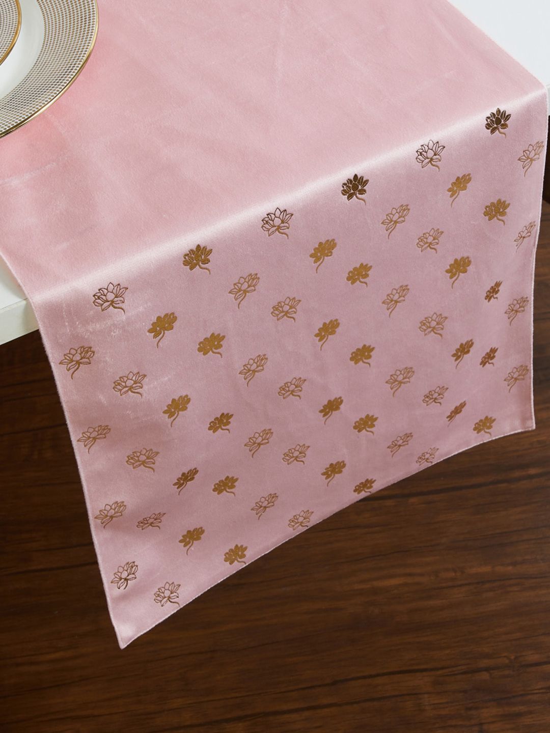 Home Centre Pink Printed Cotton Table Runner Price in India