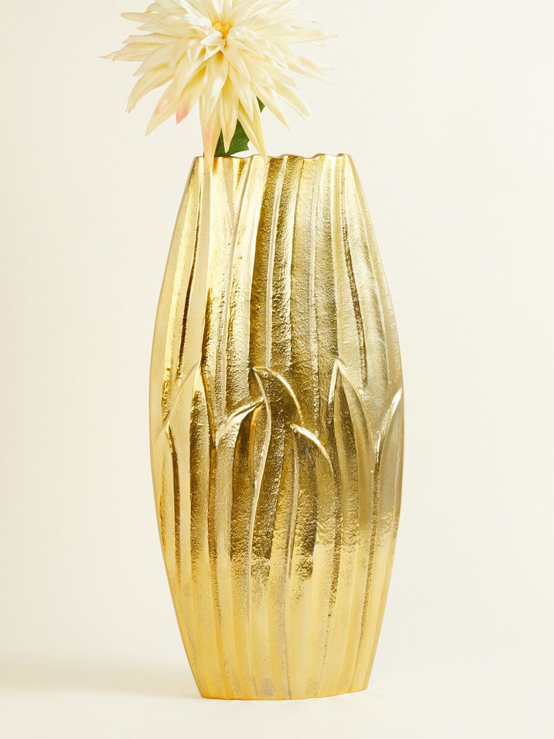 Home Centre Gold-Toned Textured Long Vase Price in India