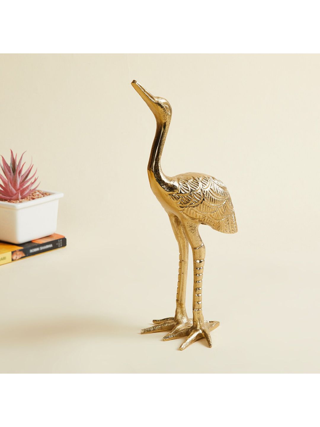 Home Centre Gold-Toned  Textured Metal Crane Figurine Price in India