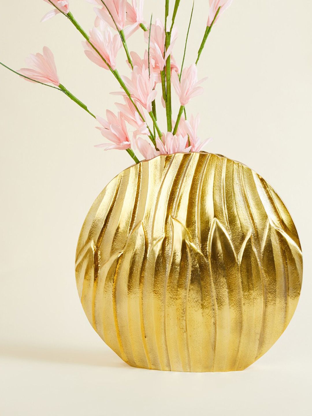 Home Centre Neon Gold -Toned Textured Round Vase Price in India