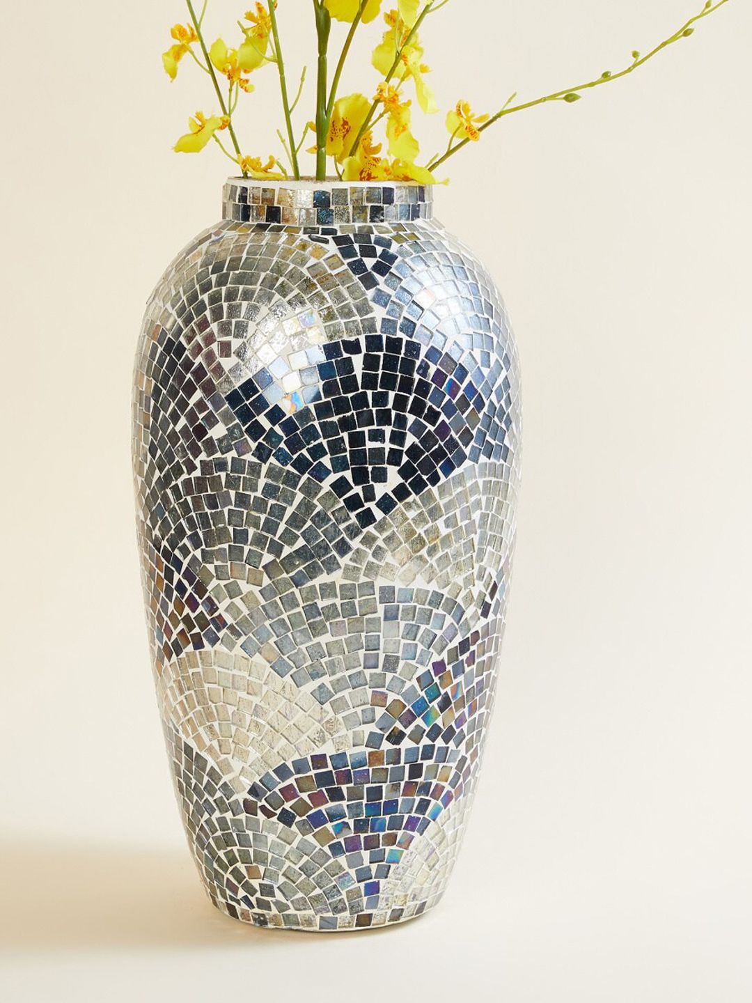 Home Centre Blue Fiesta Mable Textured Glass Tall Mosaic Vase Price in India