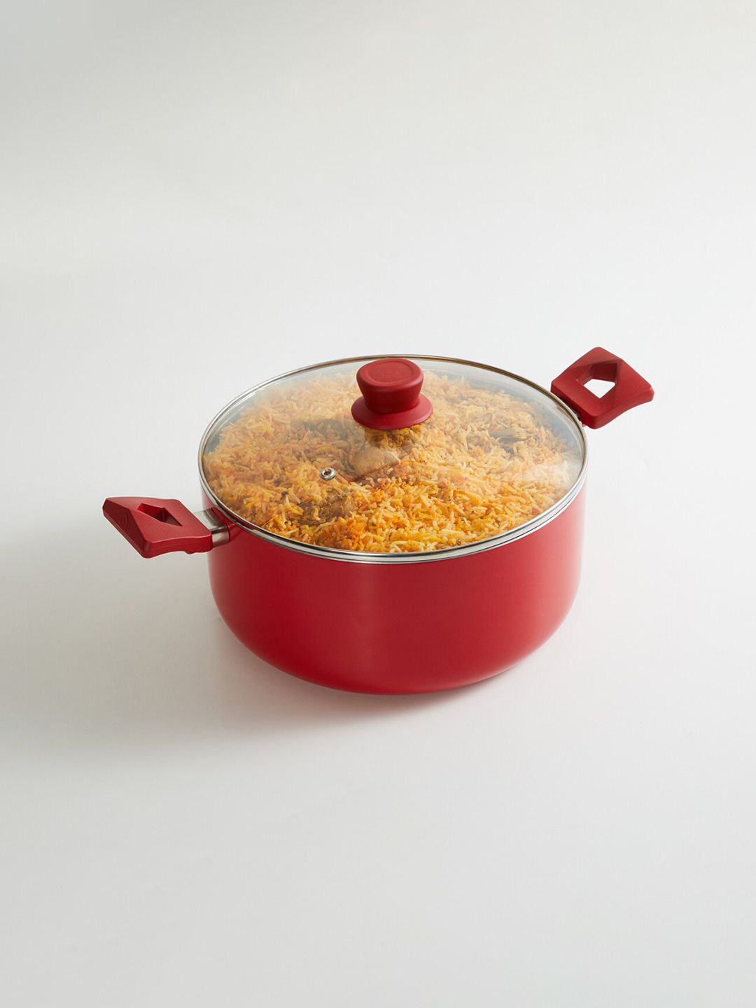 Home Centre Red Bentle Lars Aluminum Non-Stick Biryani Pot with Lid Price in India