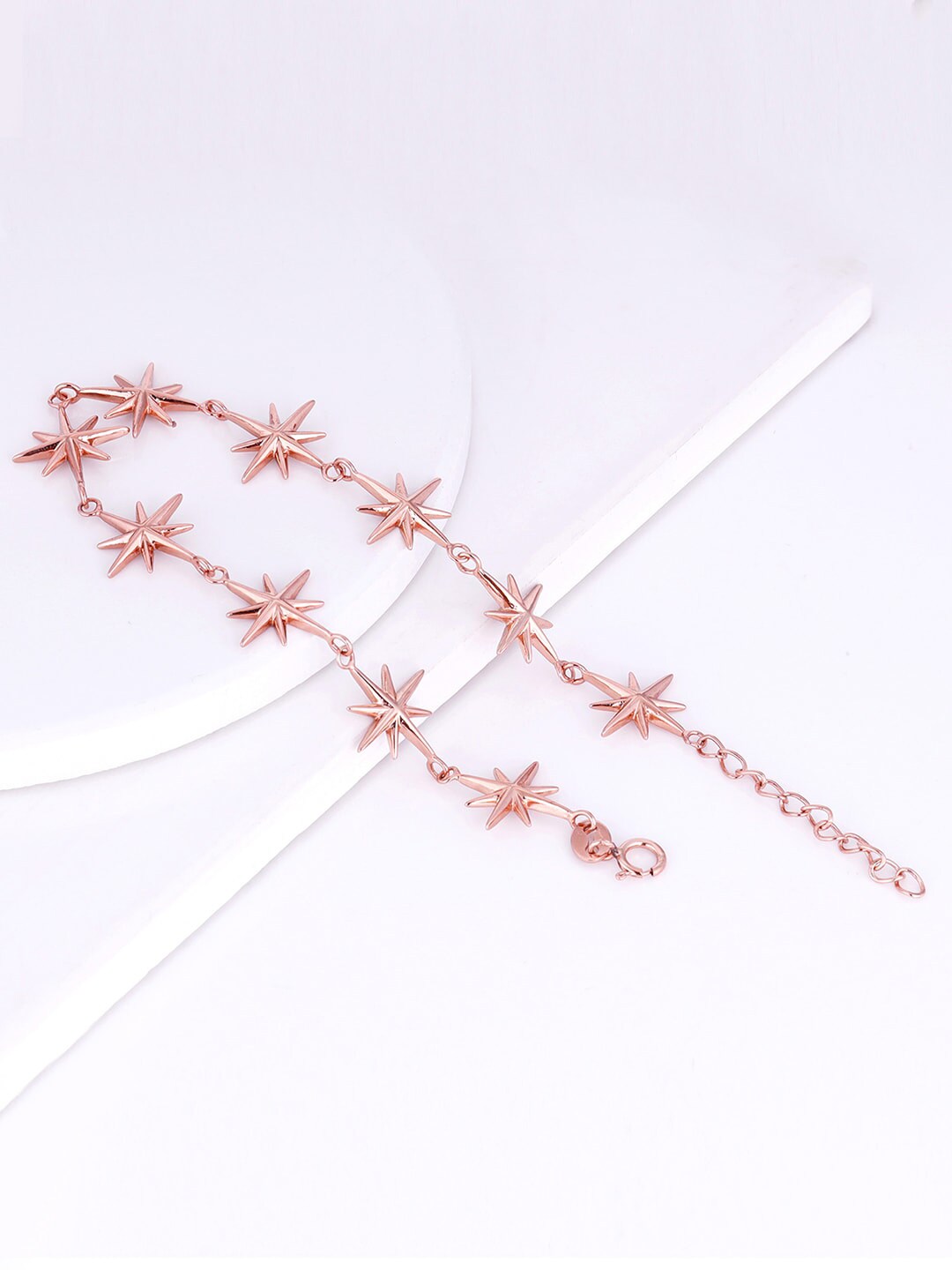 GIVA Women Rose Gold Sterling Silver Rose Gold-Plated Link Bracelet Price in India