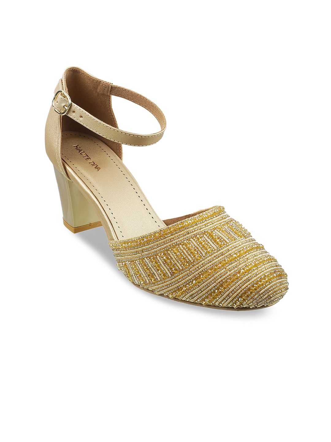 Mochi Gold-Toned Block Pumps Price in India