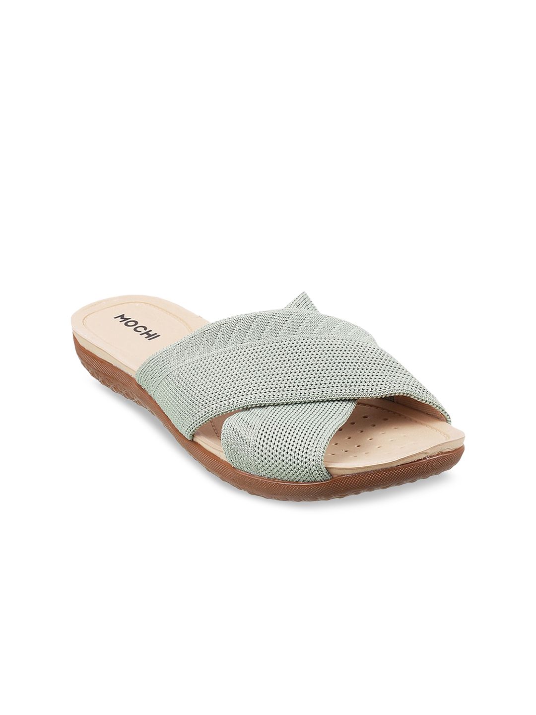 Mochi Women Green Textured Flats Price in India