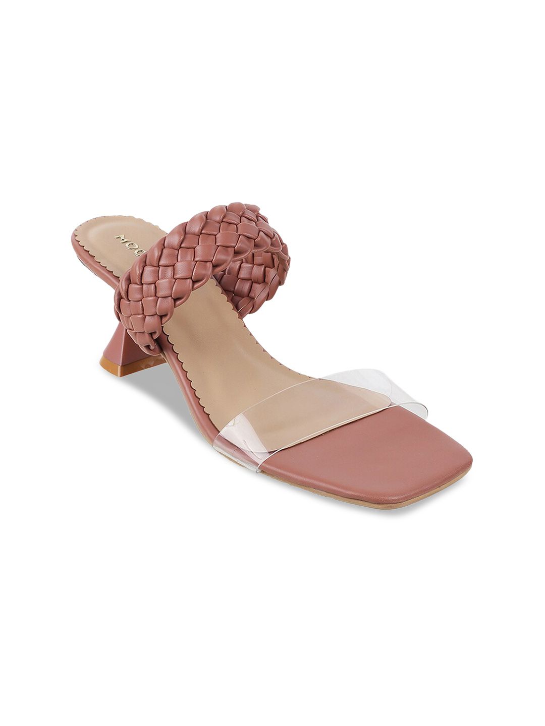 Mochi Peach-Coloured Colourblocked Kitten Heels Price in India