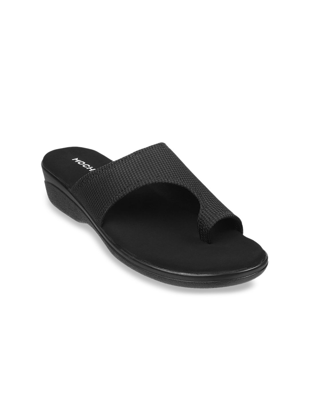 Mochi Women Black Solid One Toe Flats Price in India