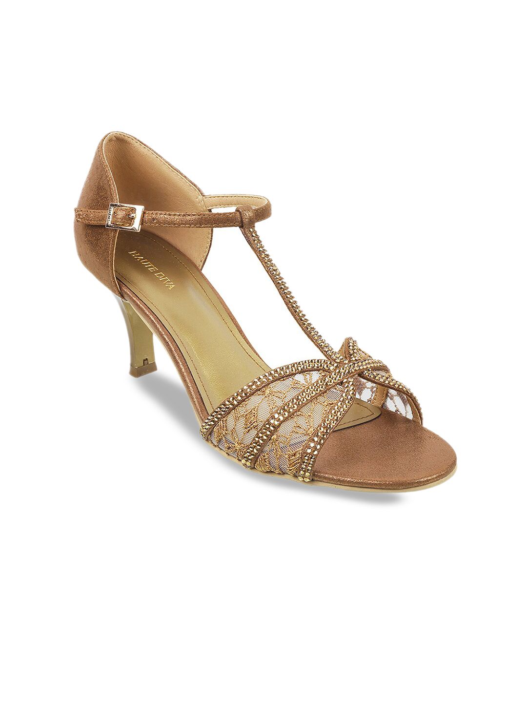 Mochi Gold-Toned Embellished Peep Toes Price in India