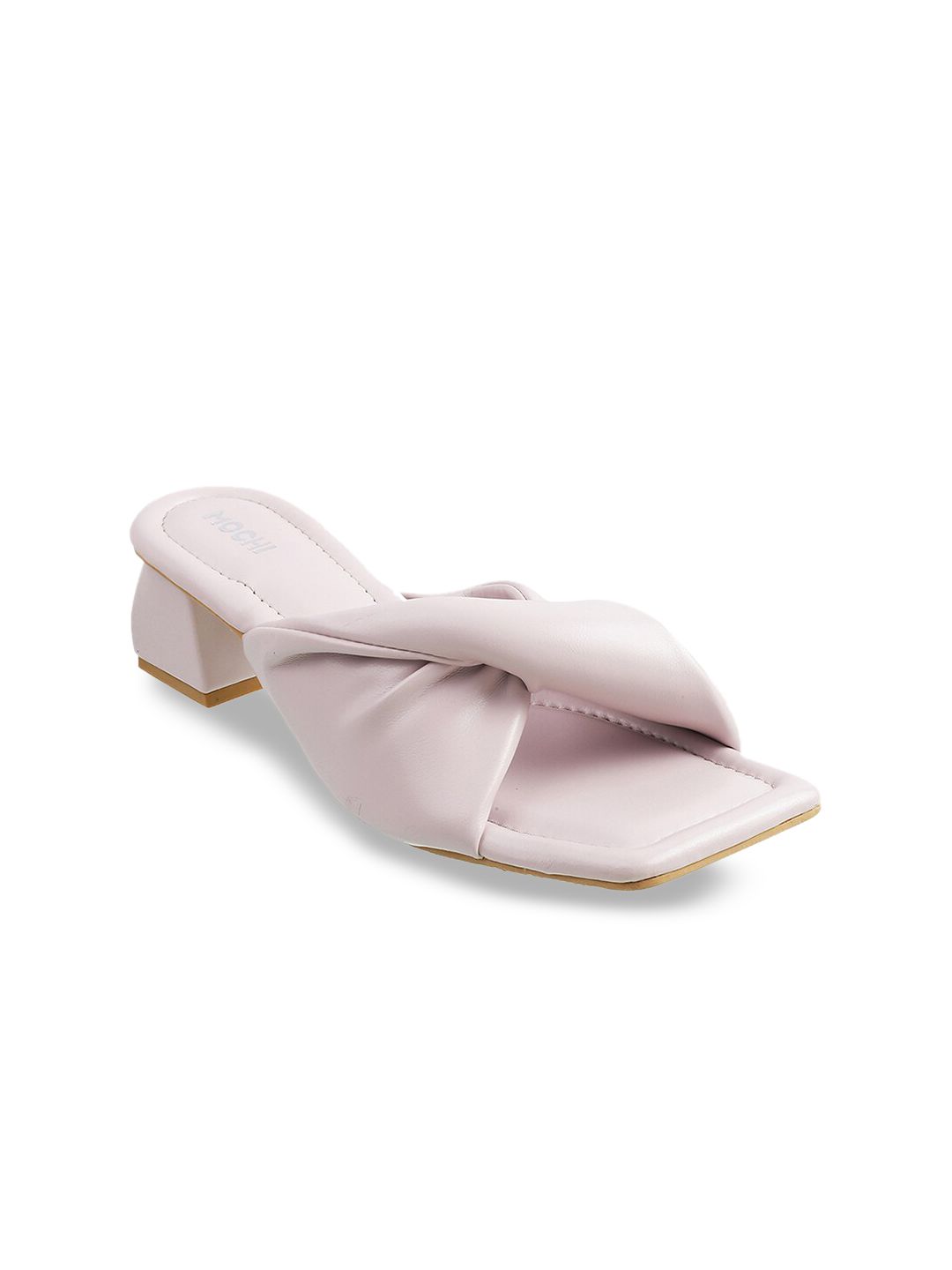 Mochi Purple Embellished Block Mules with Bows