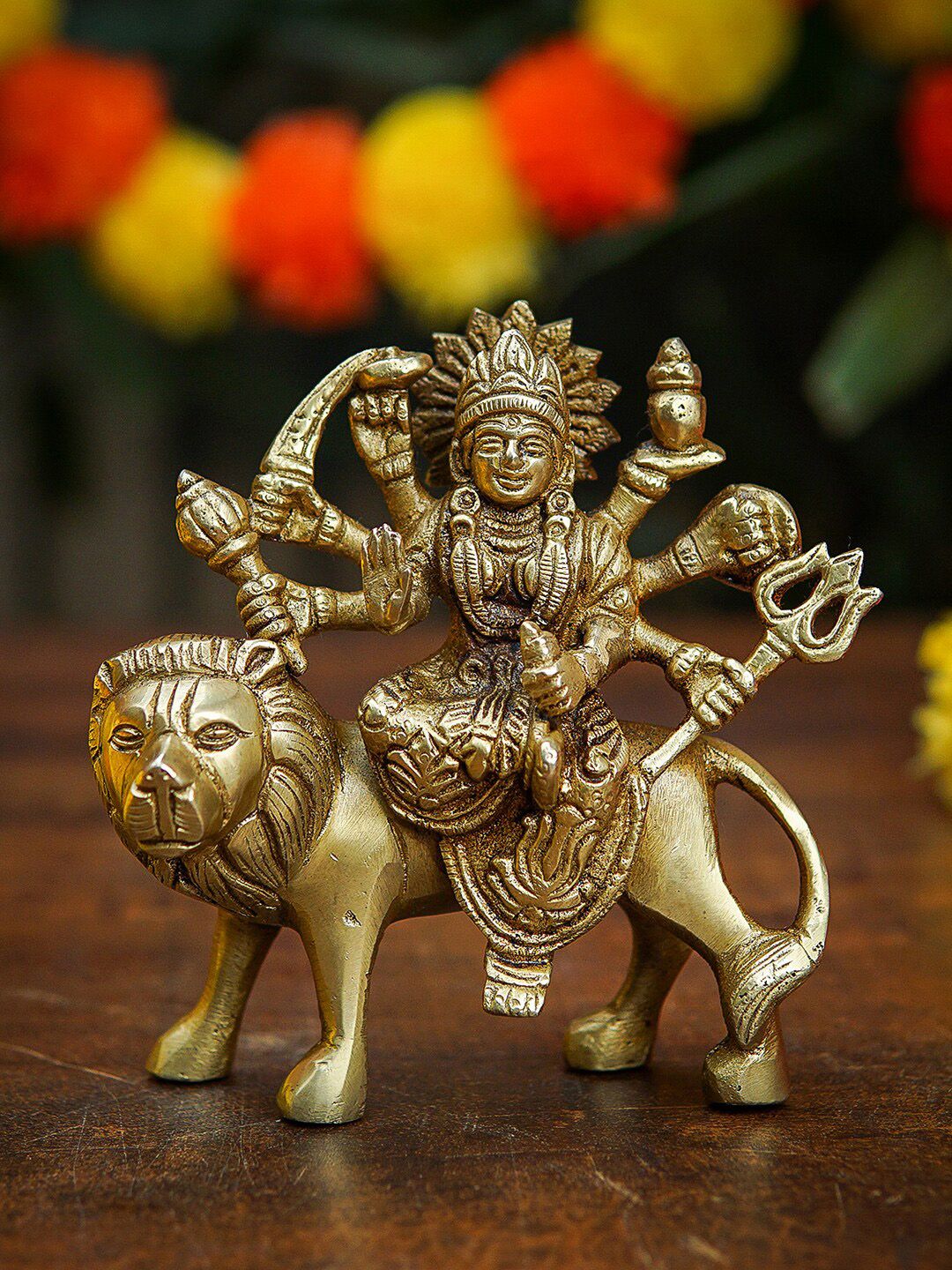 StatueStudio Gold-Toned Durga Murti Showpiece Price in India