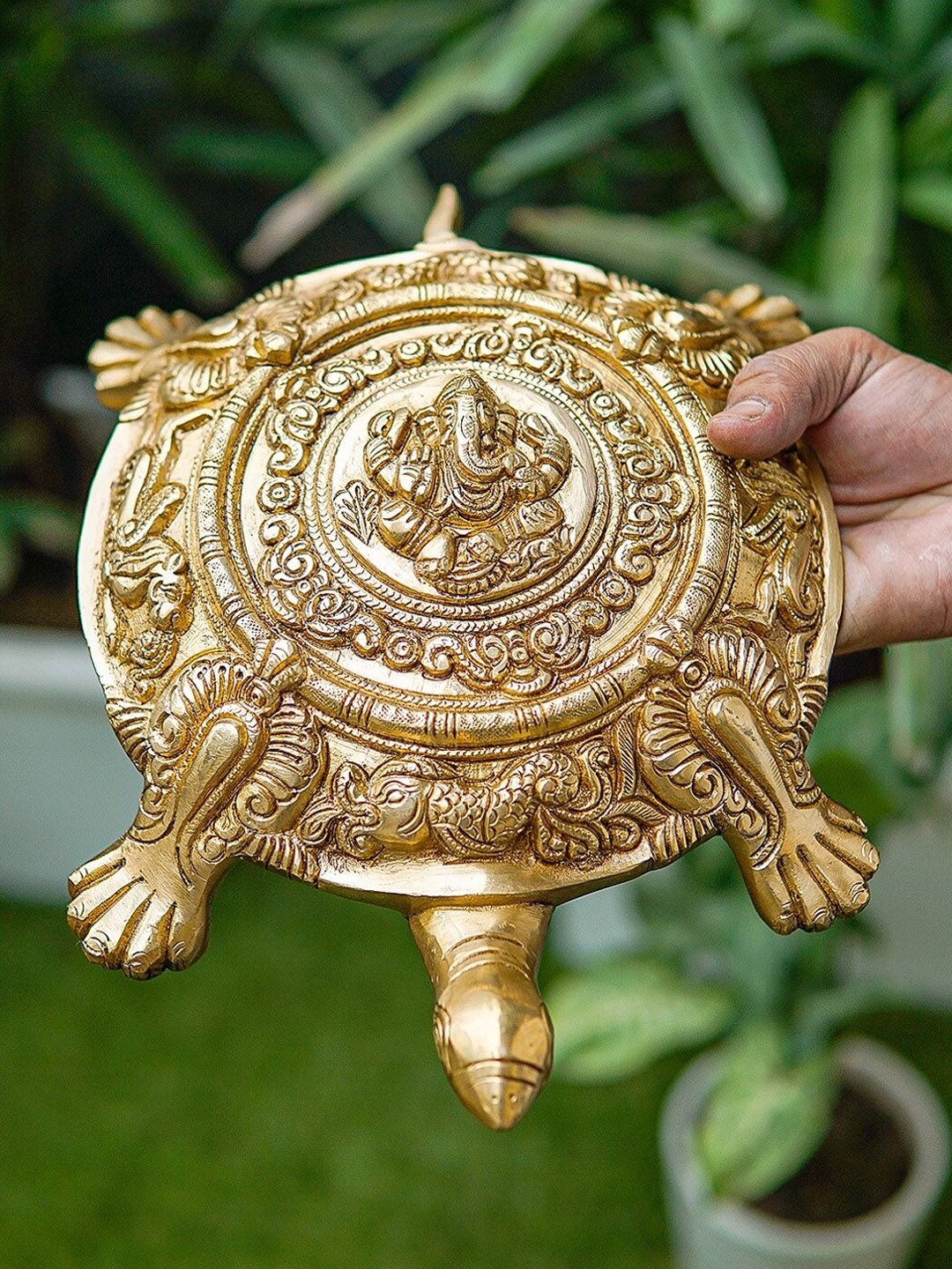 StatueStudio Gold-Toned Decorative Tortoise Idol Showpiece Price in India