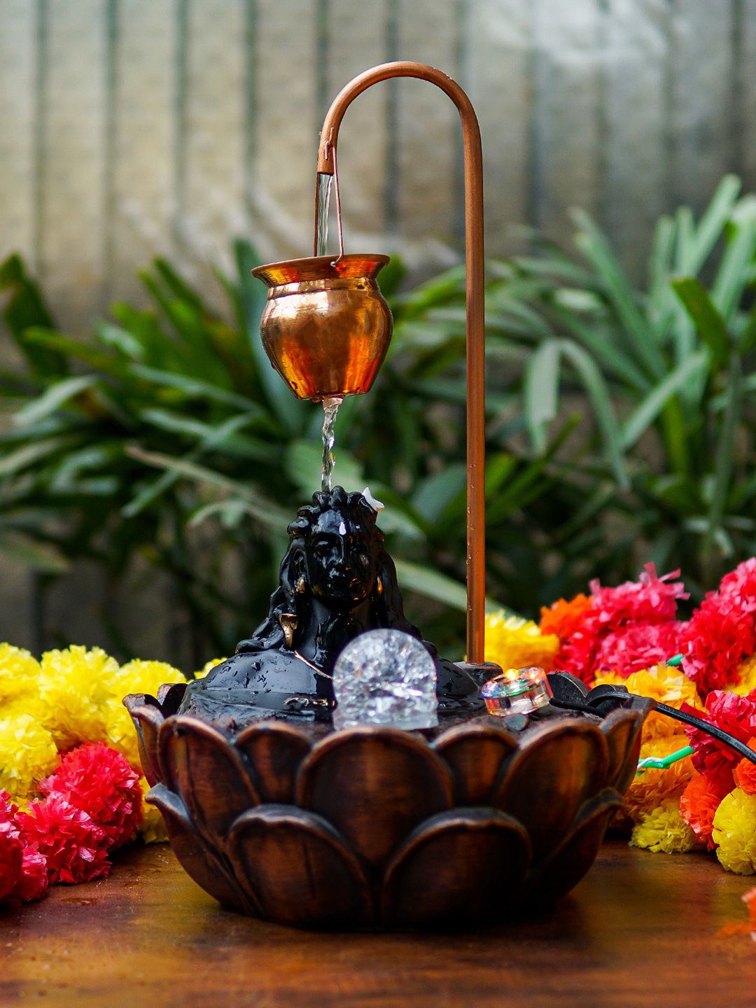 StatueStudio Black Polyresin Adiyogi Shiva Water Fountain Showpiece Price in India