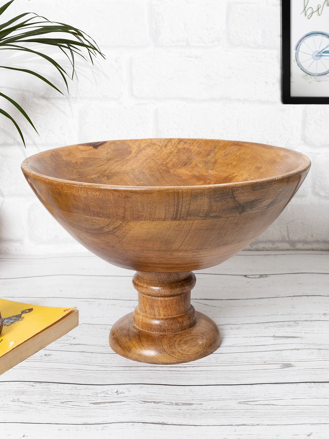 Homesake Beige Vintage Wooden Serving Bowl Price in India