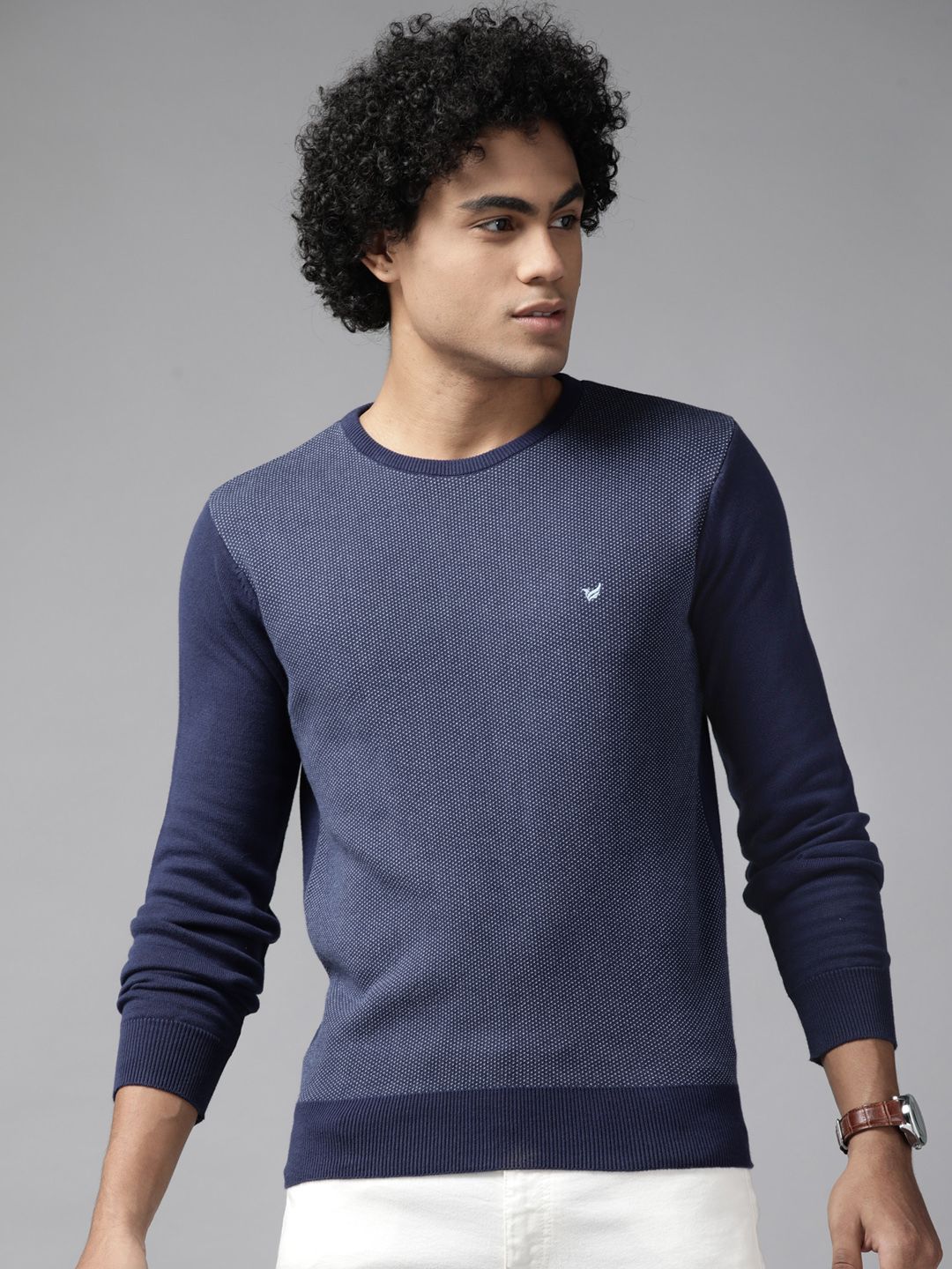 Blackberrys Men Navy Blue Pure Cotton Pullover