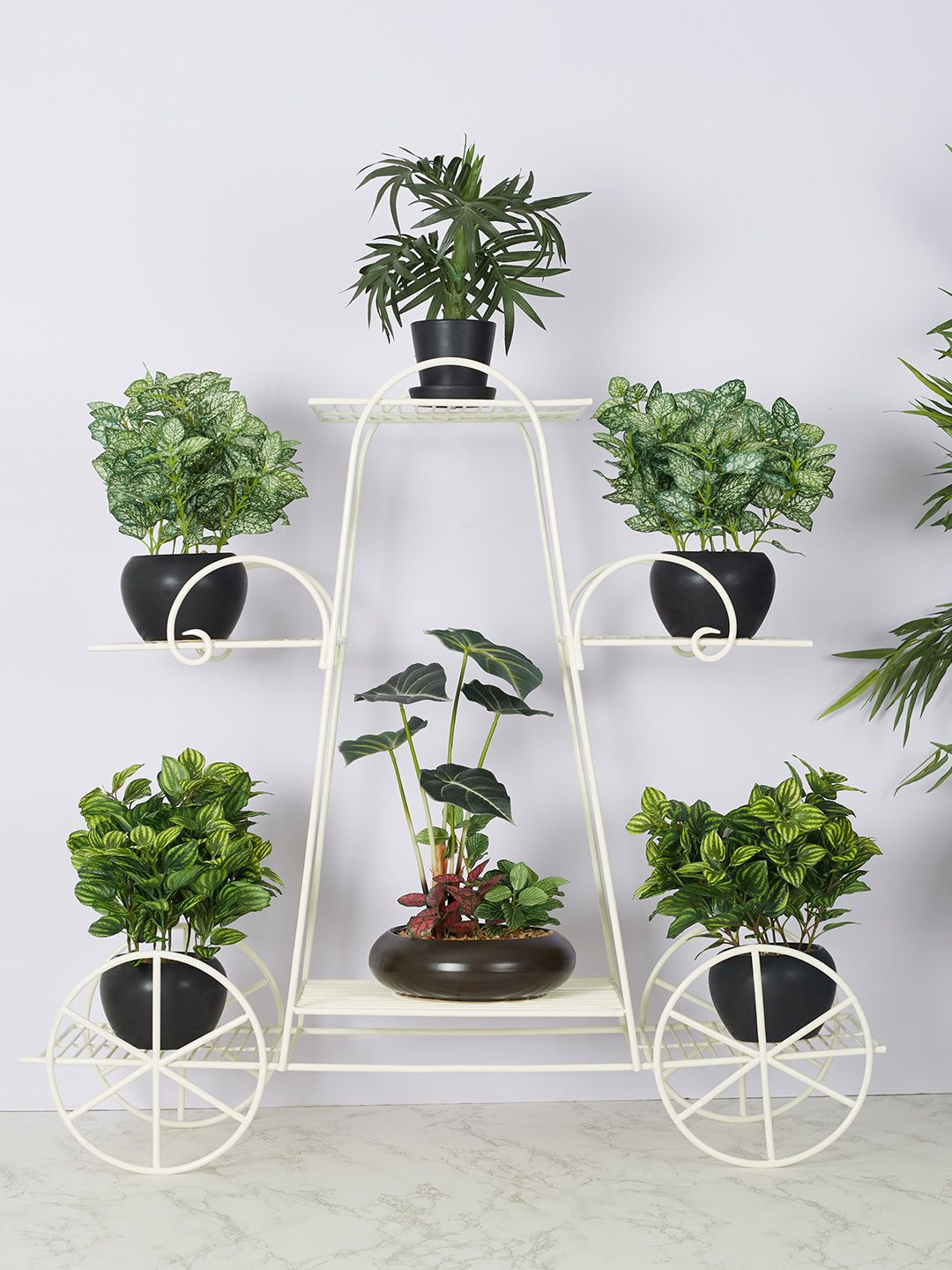 HomeTown Off White Solid Metal Planter Stand Price in India