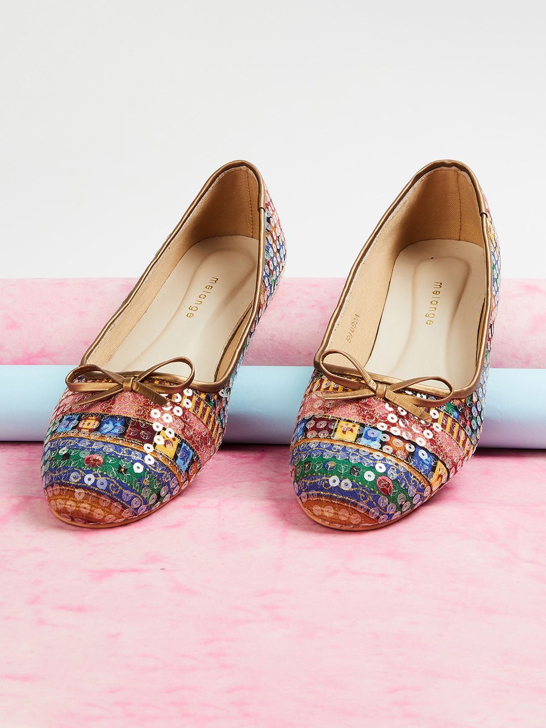 Melange by Lifestyle Women Multicoloured Embellished Flats sequins details Price in India