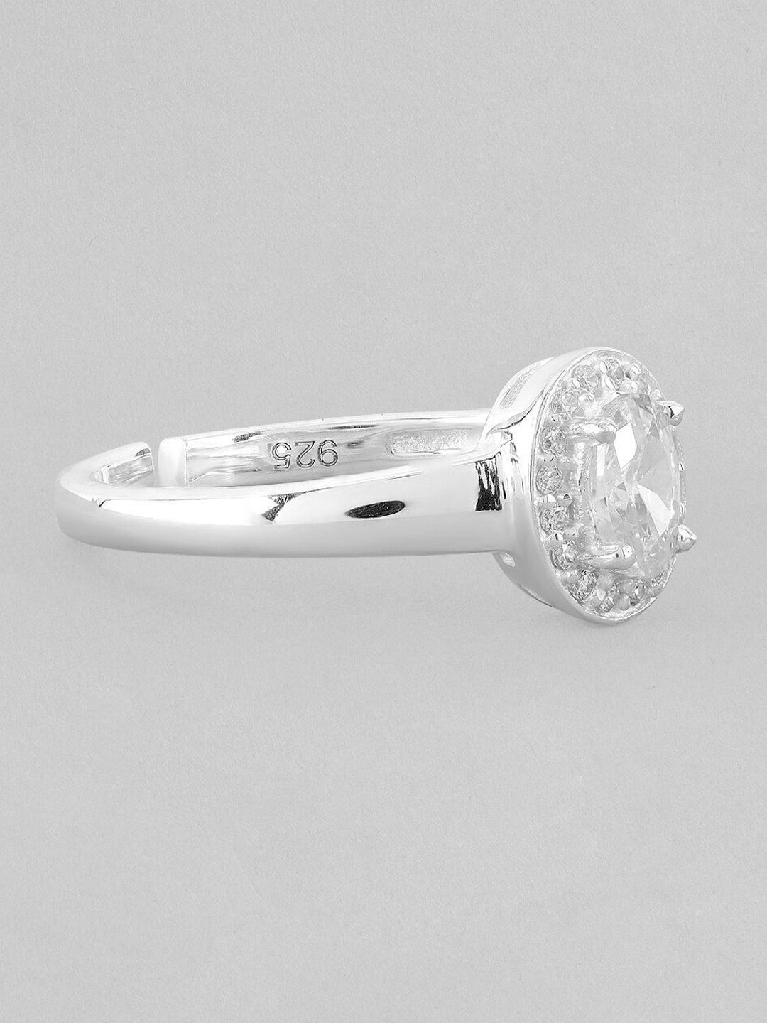 RUBANS 925 SILVER Women Silver-Plated White Stone-Studded Finger Ring Price in India