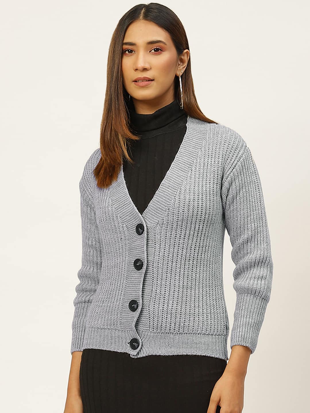 Monte Carlo Women Grey Cable Knit Cardigan Price in India