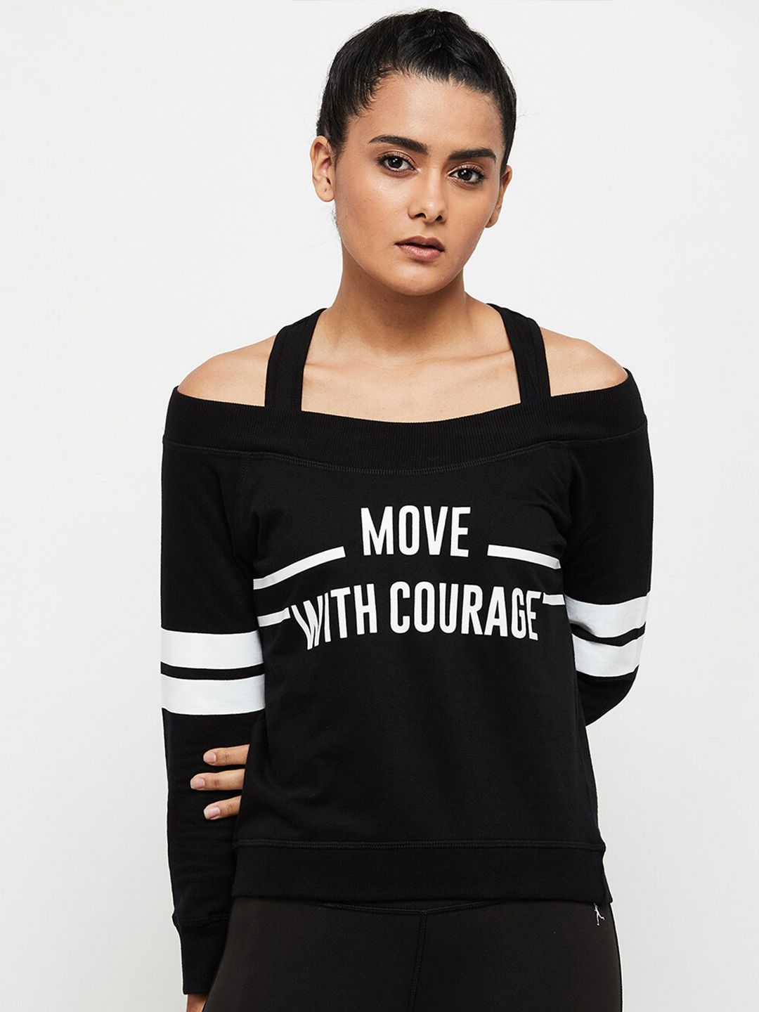 max Women Black Printed Sweatshirt Price in India