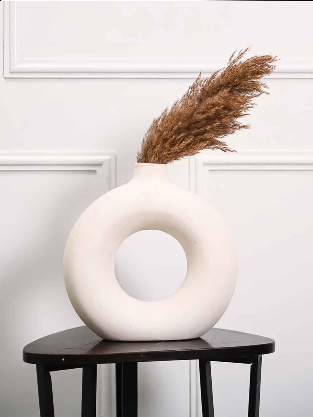 PUREZENTO White Ceramic Donut-Shaped showpiece  Vase Price in India