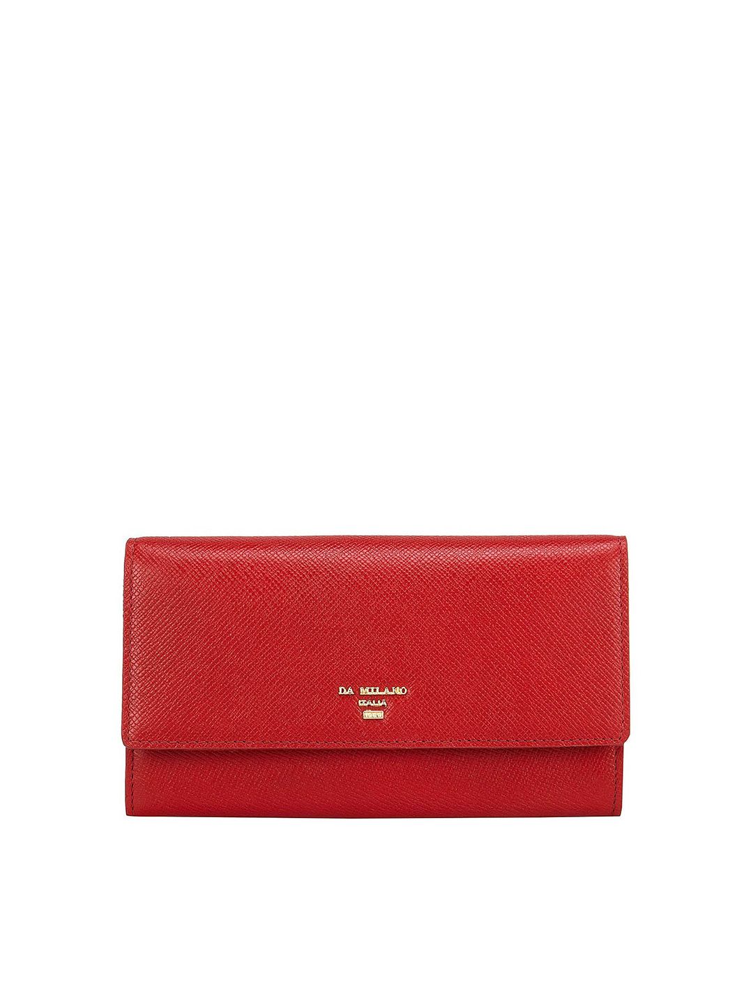 Da Milano Women Red Solid Leather Two Fold Wallet Price in India