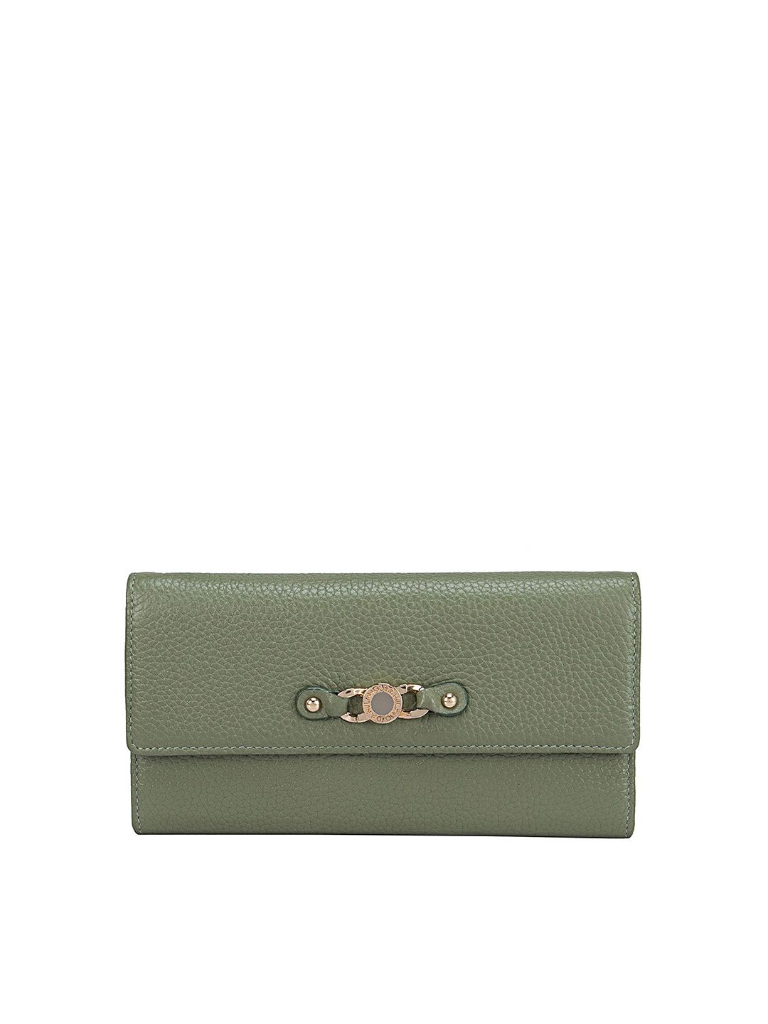 Da Milano Women Green Leather Three Fold Wallet Price in India