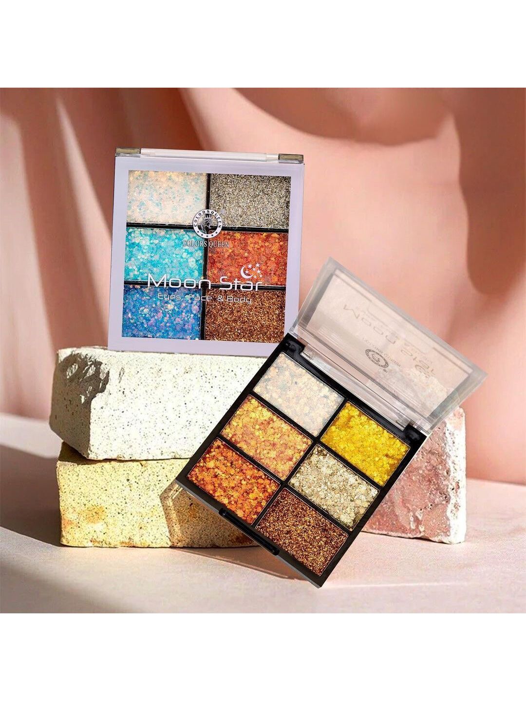 Colors Queen Multicoloured Moon Star Eyes Glitter Eye Shadow Palette 15 gm Price in India