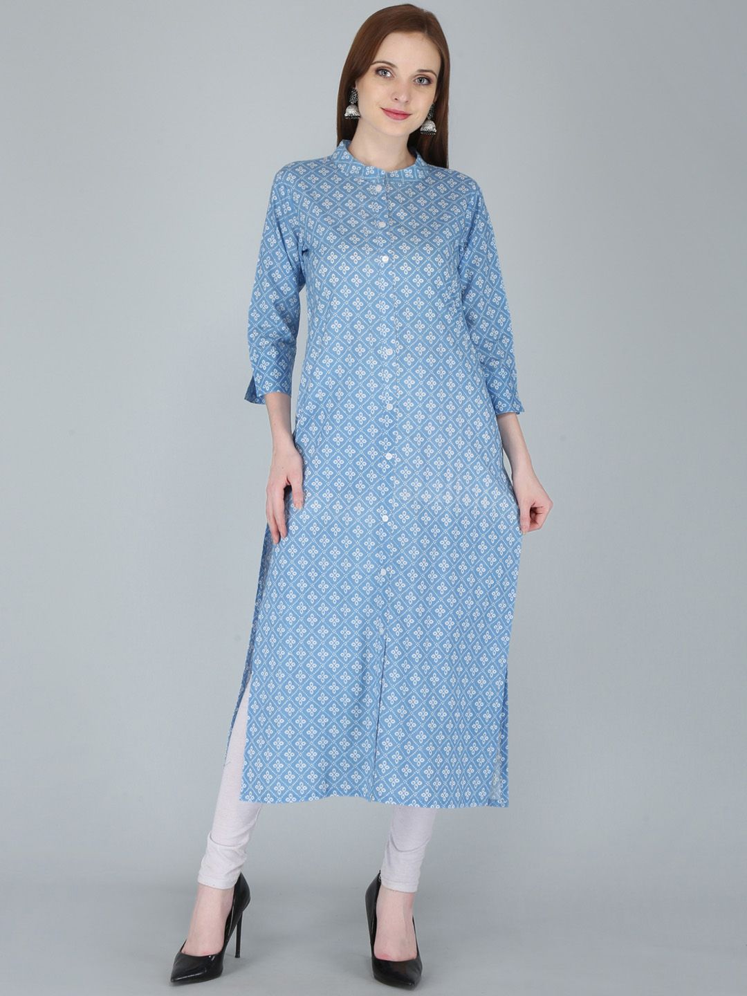 KALINI Women Blue Ethnic Motifs Printed Straight Kurta Price in India