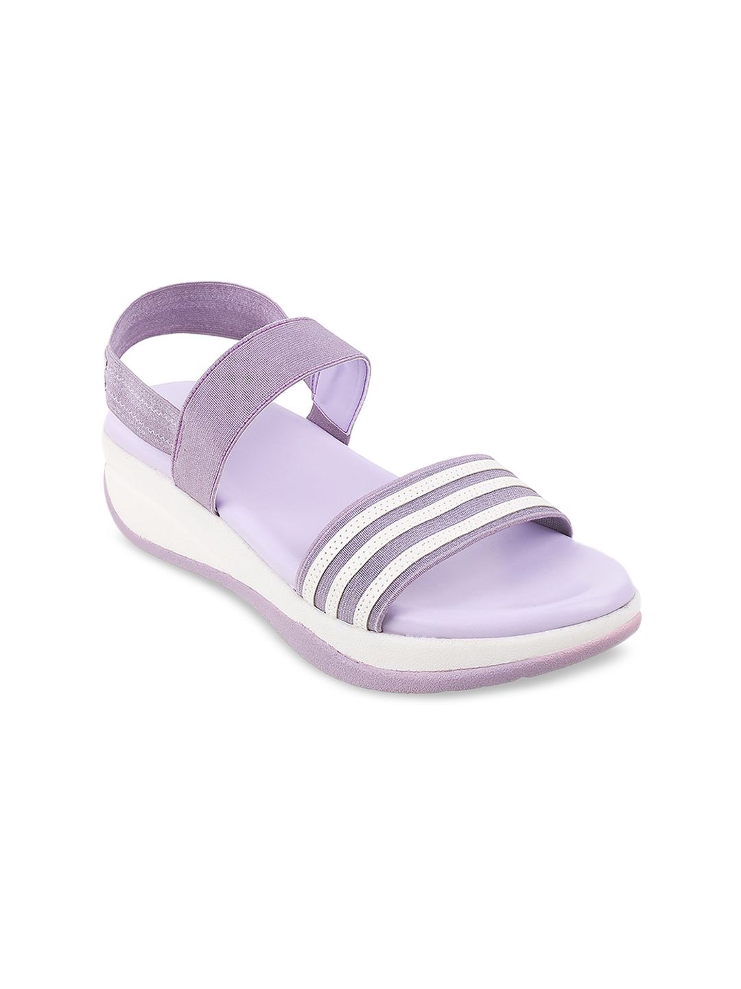 Metro Purple Striped Flatform Sandals Price in India