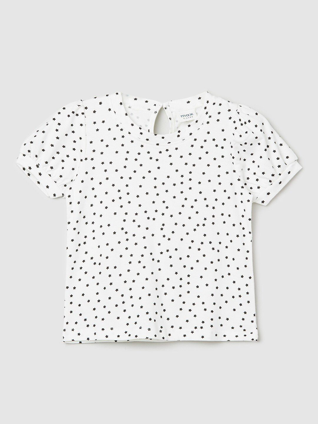 max Girls White Printed Round Neck Top