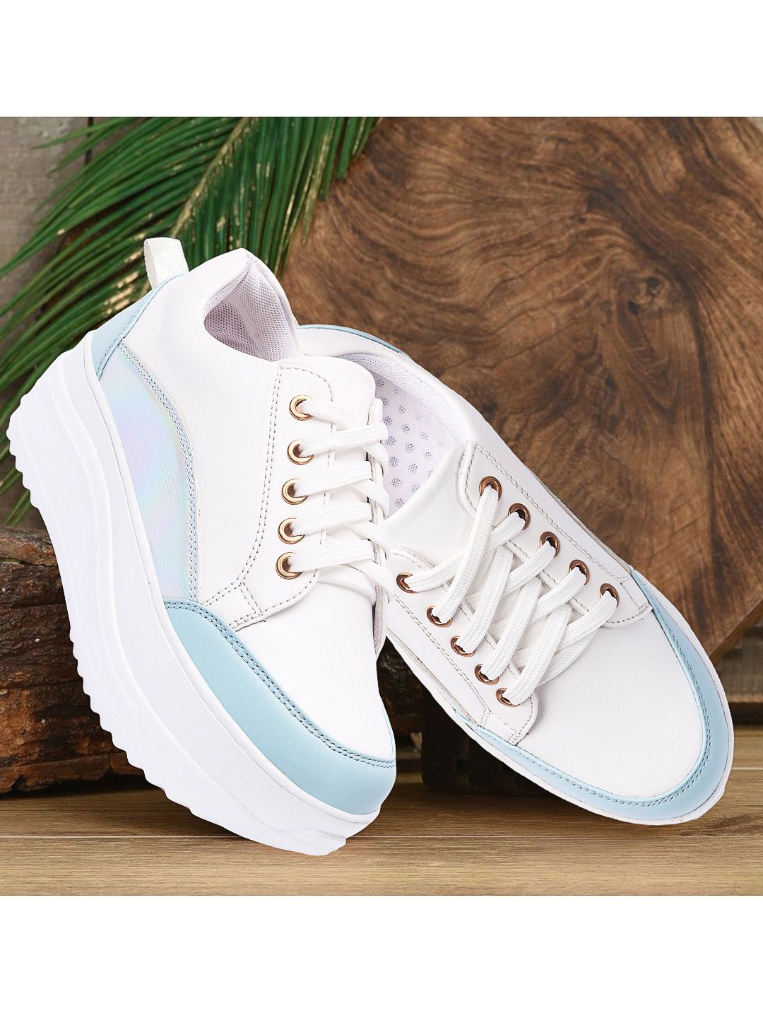 VENDOZ Women White Colourblocked Sneakers