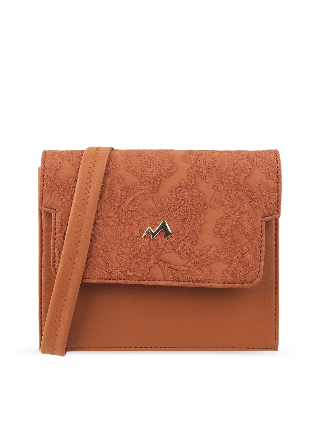 Metro Tan Textured PU Oversized Structured Sling Bag Price in India