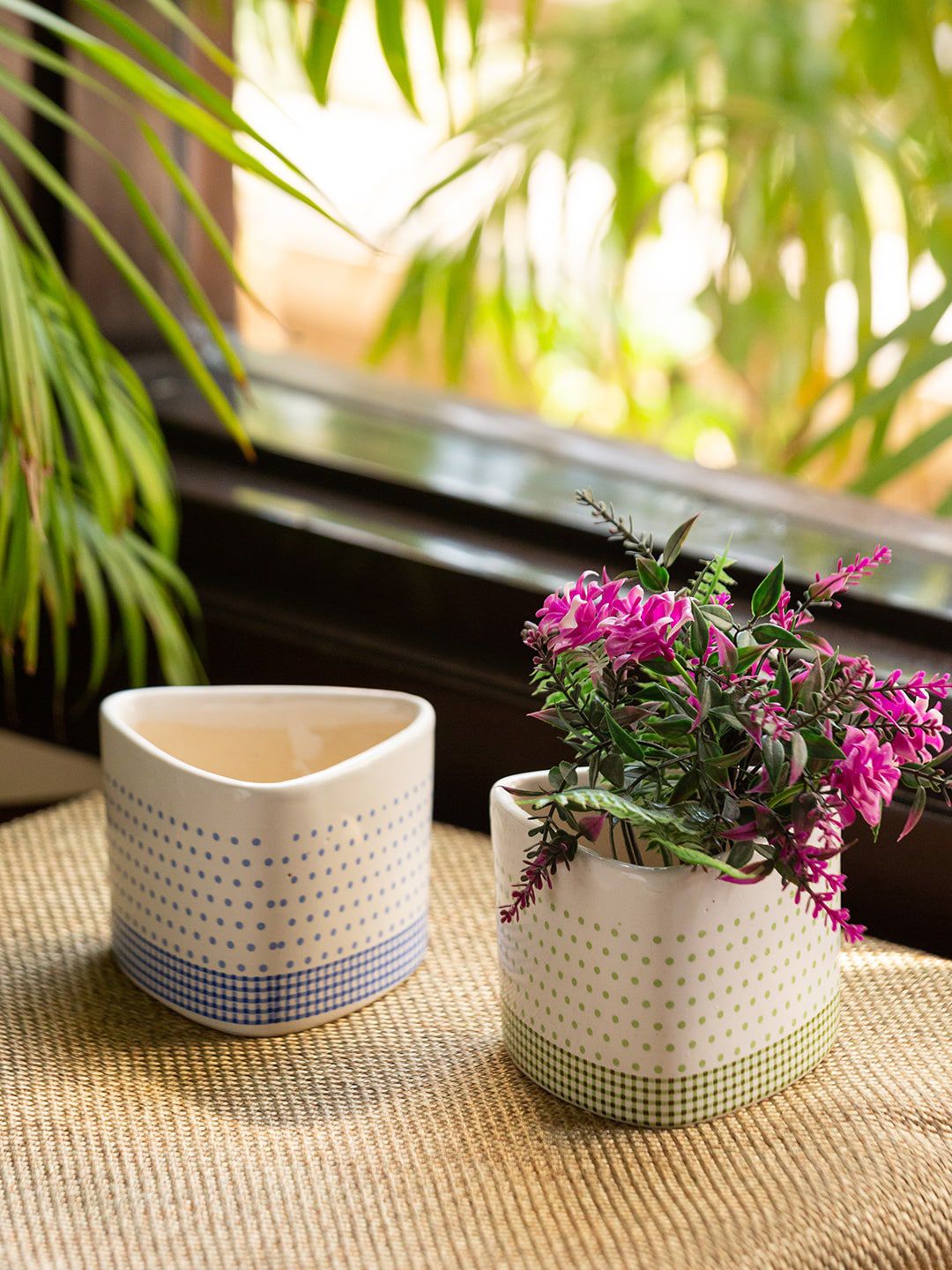 ExclusiveLane Set of 2 Hand-Painted Ceramic  Planters Price in India