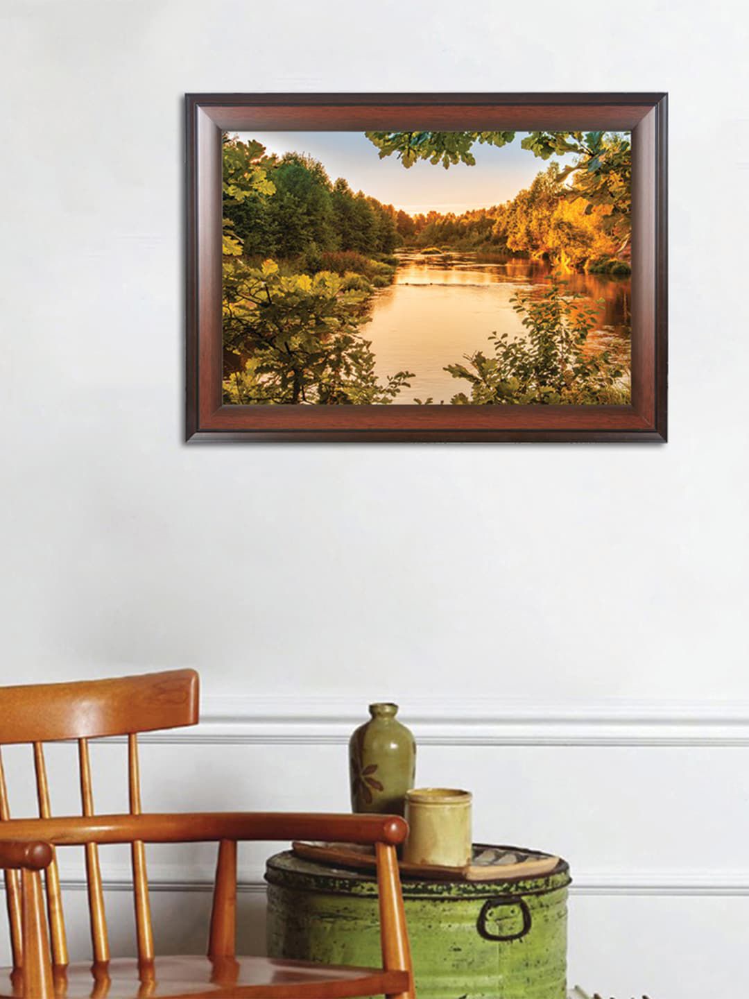 WENS Green & Brown Beautiful Scenery MDF Framed Wall Painting Price in India